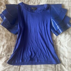 Blue Ruffled Sleeve Top